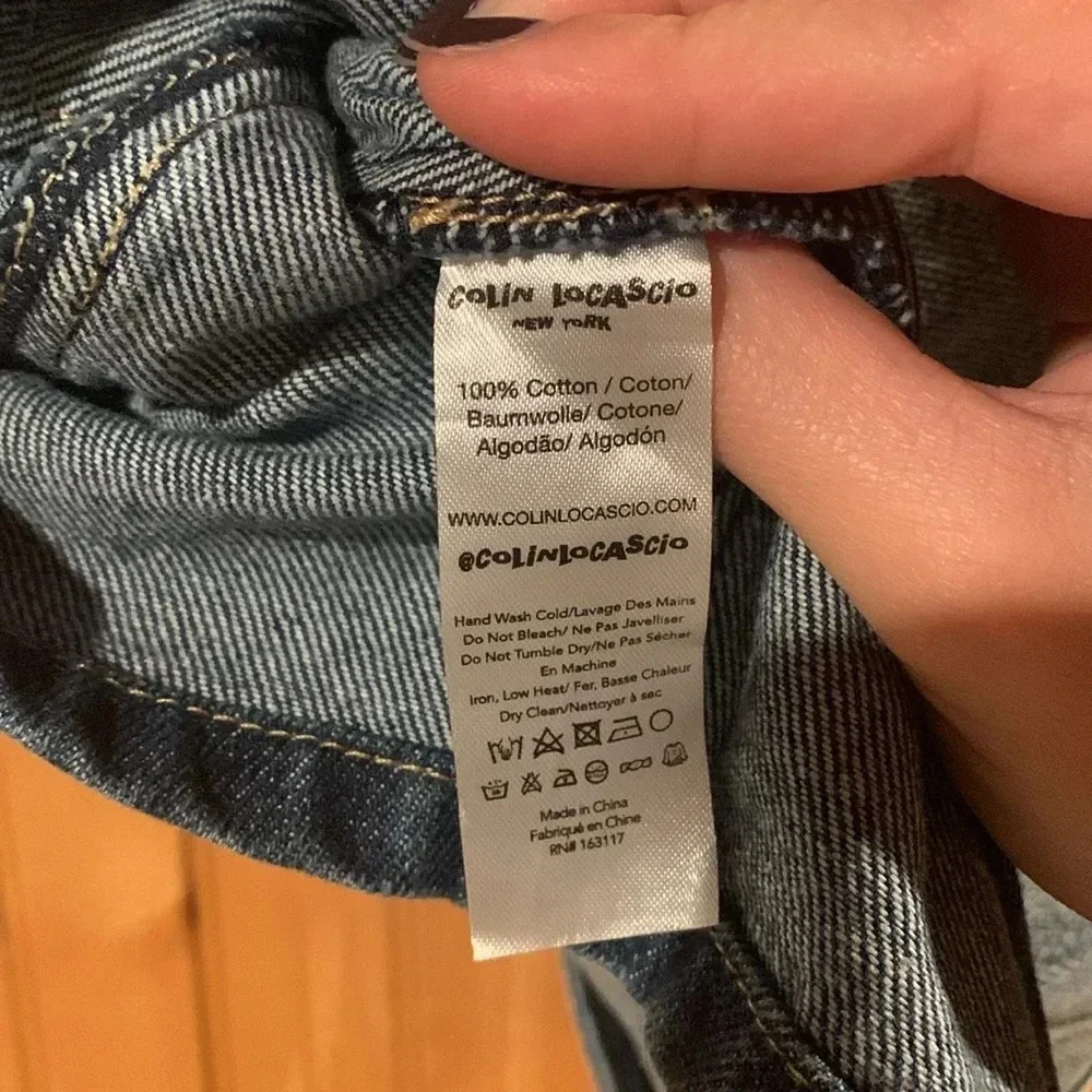 New FREE PEOPLE x COLIN LOCASCIO Stassi denim rhinestone top